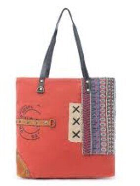 Myra Handbags  Ruby Canyon USA Tote Bag S-8391  Canvas/Leather/Rug  NEW With Tag